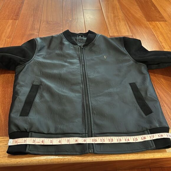 F Collection black leather and suede men's Italy Leather Bomber Jacker Size M - Picture 12 of 13
